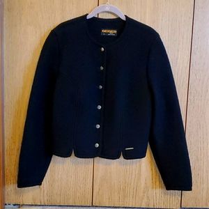 Geiger boiled wool sweater jacket black sz 42 euro